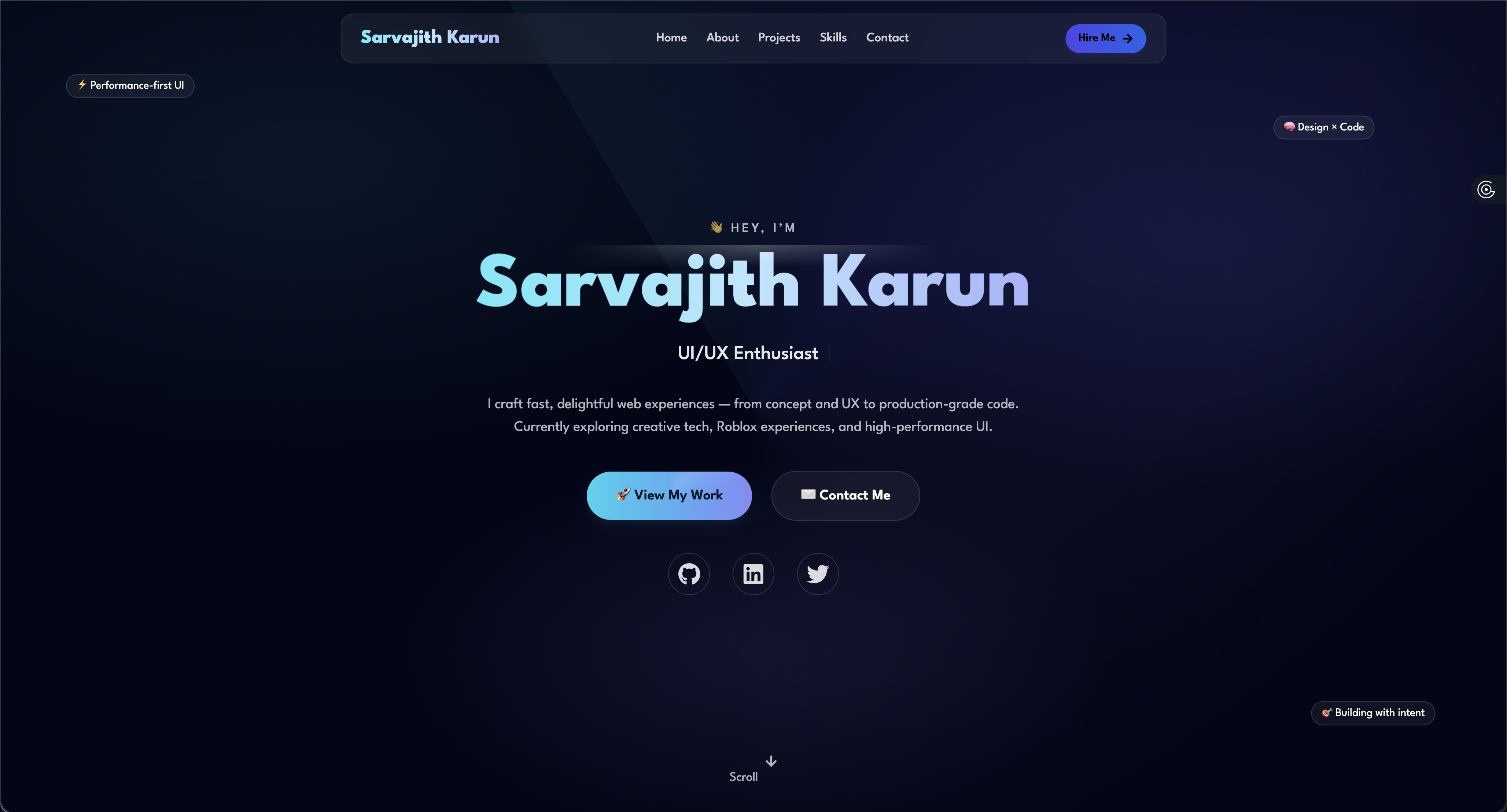 Sarvajith Karun Portfolio Website