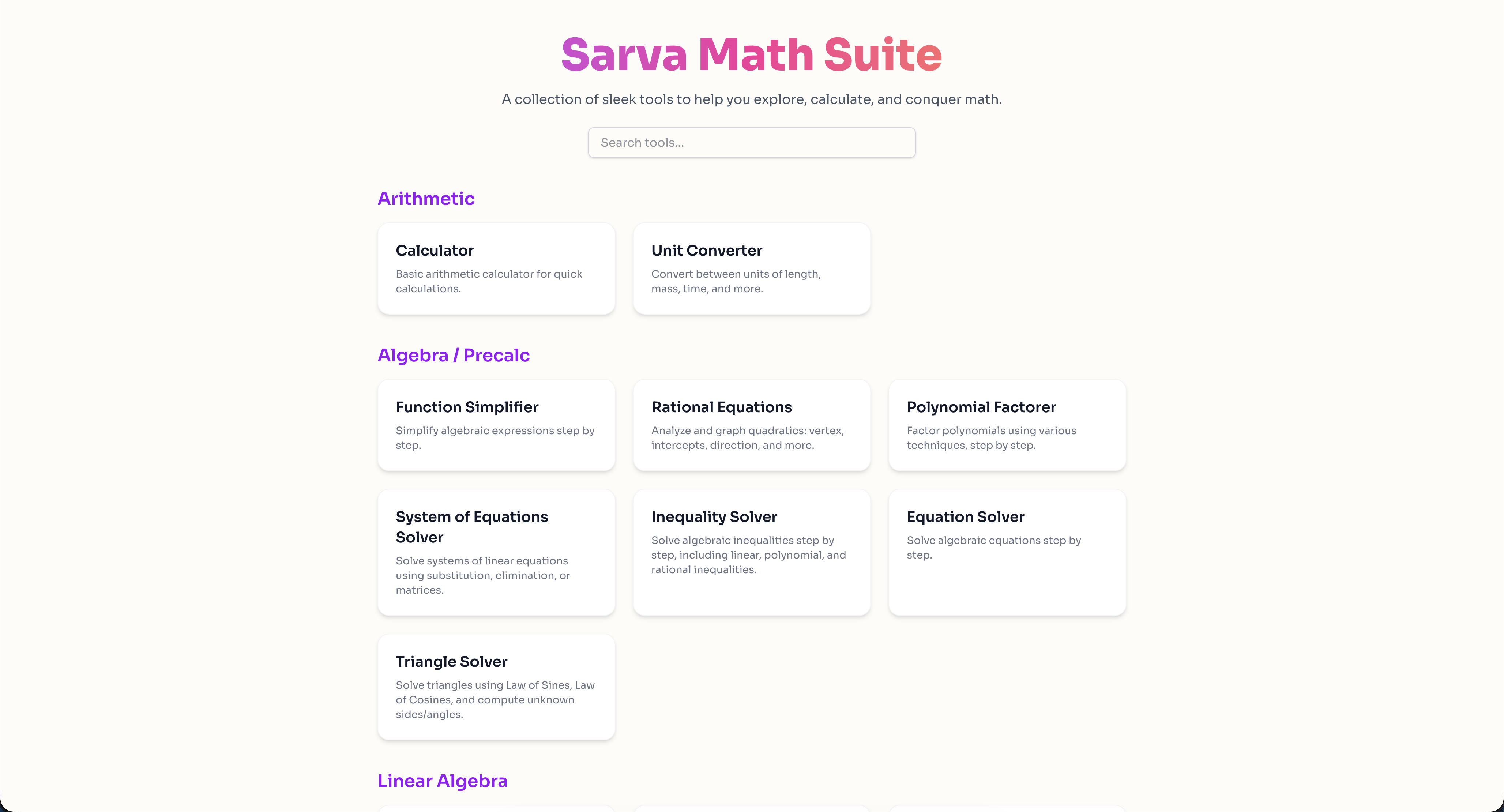 Sarva Math Suite